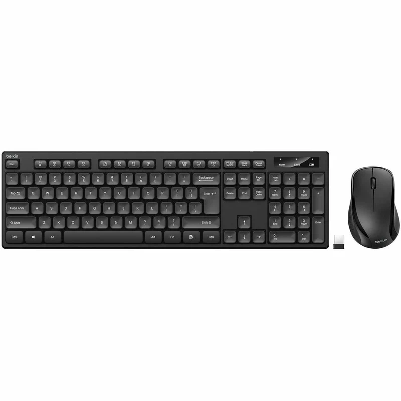 Ensemble clavier et souris sans fil Belkin pour Windows - Clavier complet avec pavé numérique - Noir BBZ010tt