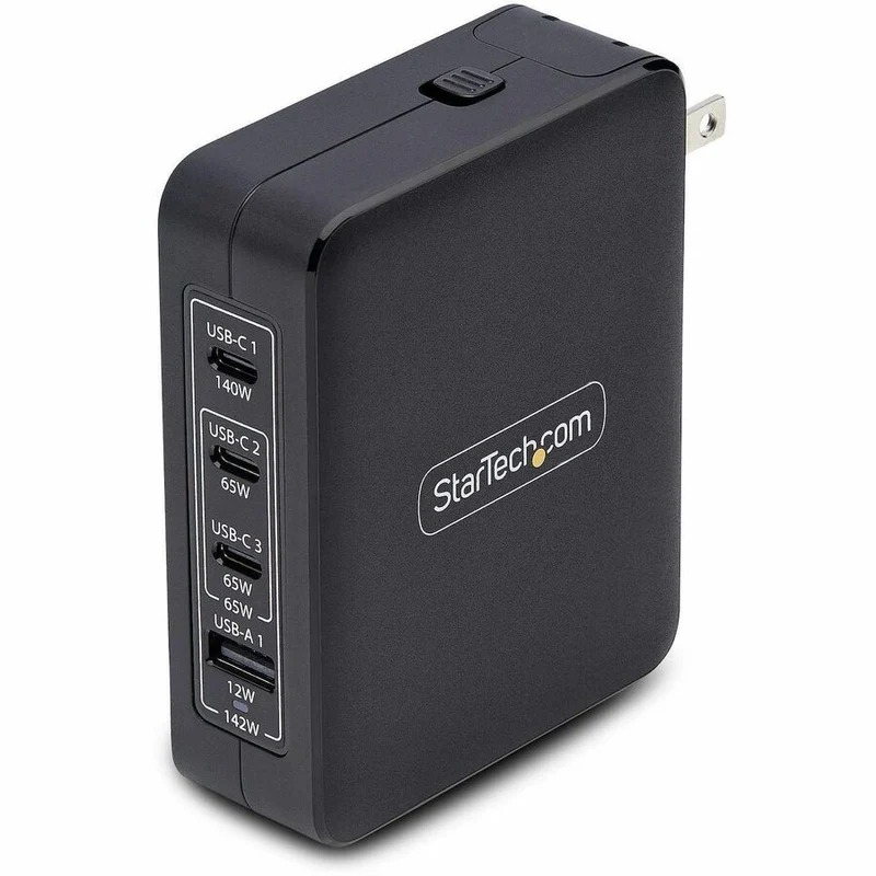 Chargeur mural USB-C 140 W StarTech.com, 3 ports USB-C/1 port USB-A, adaptateur secteur portable GaN PD 3.1 pour MacBook Pro/Max/Dell XPS/Inspiron/Precision 3114GCN-WALL-CHARGER