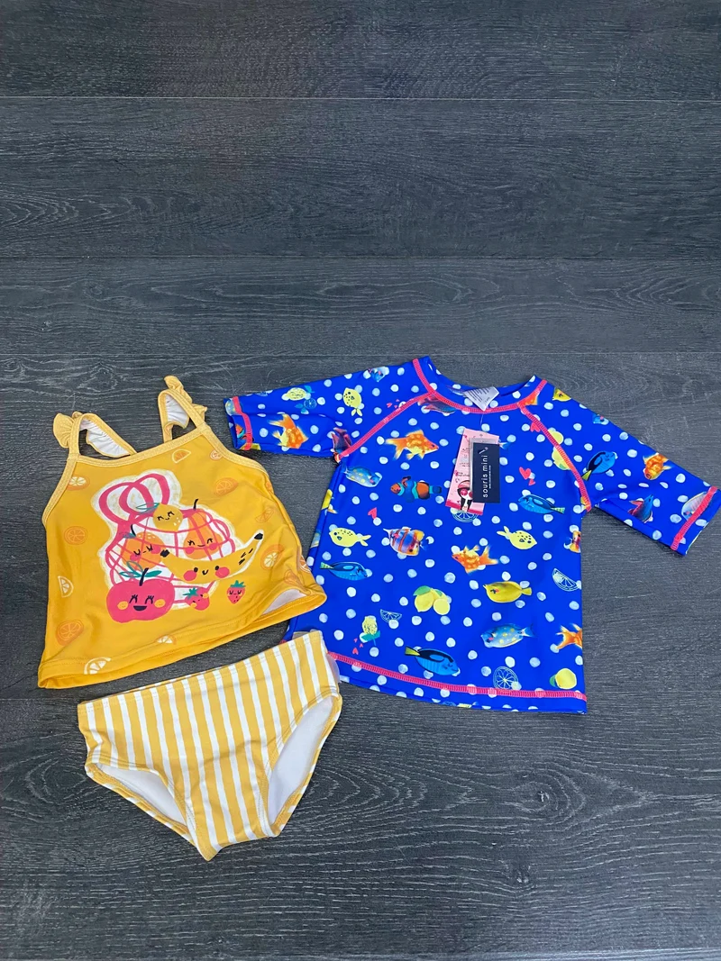 PROMO 25$ - Maillot 2 pieces et rashguard - enfant - souris mini - 3 ans