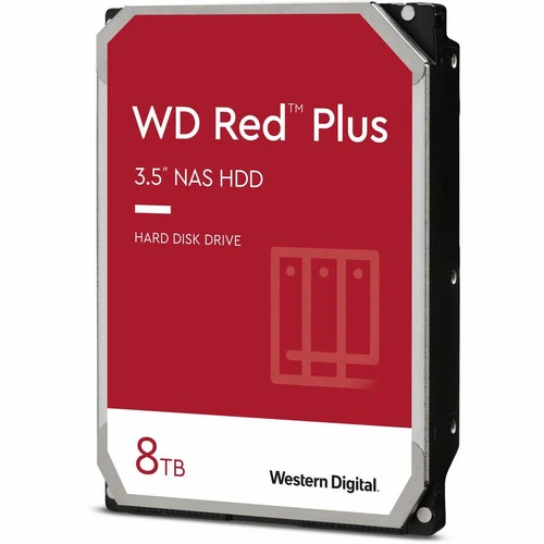 Disque dur WD Red Plus WD80EFPX 8 To - Interne 3.5" - SATA (SATA/600) - Méthode d'enregistrement magnétique conventionnelle (CMR) WD80EFPX