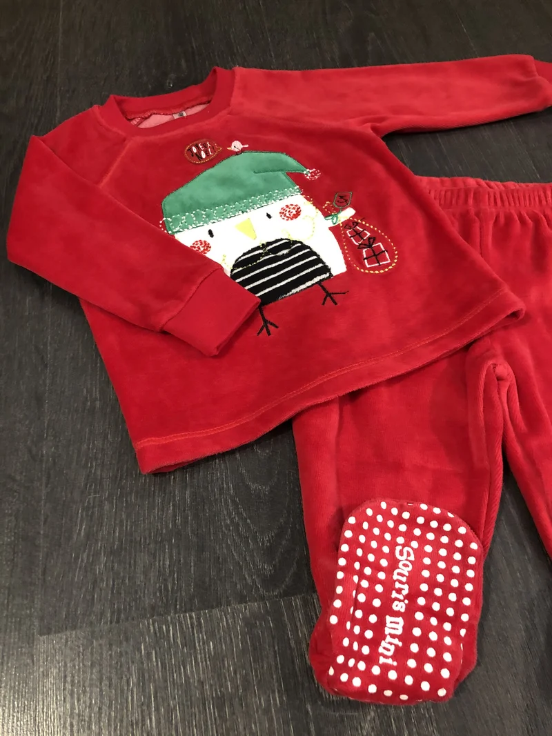 PROMO 6,75$ - Pyjama noël velours - souris mini - 6-9 mois