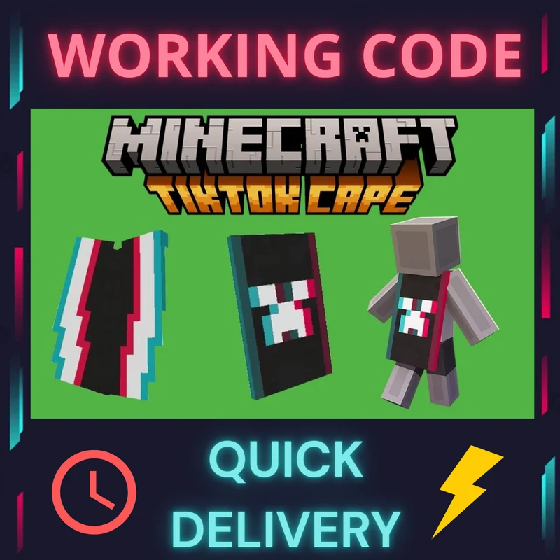 2024 Minecraft TikTok Cape Code [RARE] 🚨 Bedrock & Java 🎮 Fast Delivery ⏳⚡
