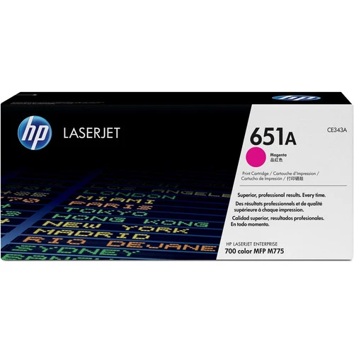 Cartouche de toner laser d'origine HP 651A (CE343A) - Paquet unique - Magenta - 1 unité CE343A