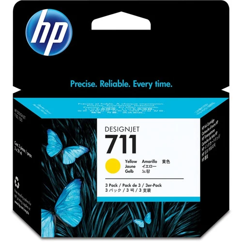 Cartouche d'encre à jet d'encre d'origine HP 711 (CZ136A) - Multipack - Jaune - 3/Pack CZ136A