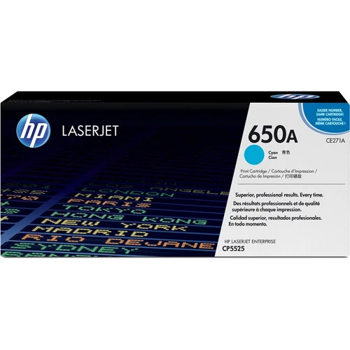 Cartouche de toner laser d'origine HP 650A (CE271A) - Paquet unique - Cyan - 1 unité CE271A