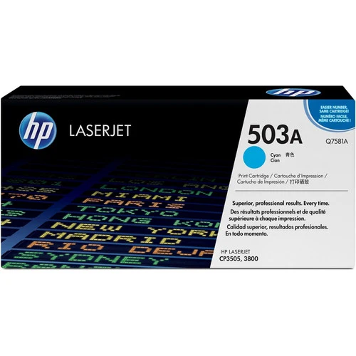Cartouche de toner laser d'origine HP 503A (Q7581A) - Paquet unique - Cyan - 1 unité Q7581A