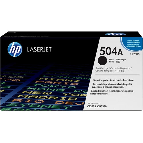 Cartouche de toner laser d'origine HP 504A (CE250A) - Paquet unique - Noir - 1 de chaque CE250A