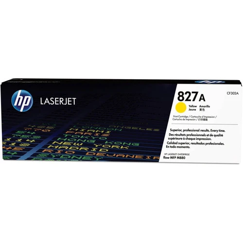 Cartouche de toner laser HP 827A (CF302A) d'origine à rendement standard - Paquet unique - Jaune - 1 unité CF302A