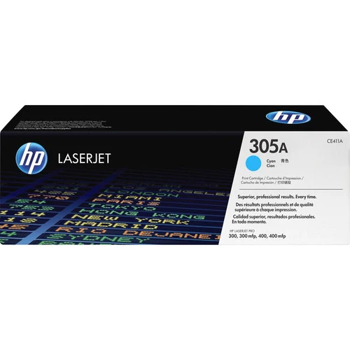 Cartouche de toner laser HP 305A (CE411A) d'origine à rendement standard - Paquet unique - Cyan - 1 unité CE411A