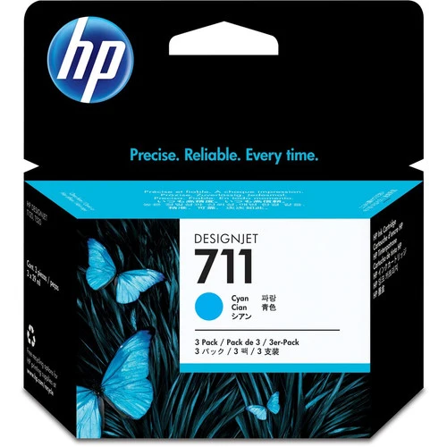 Cartouche d'encre jet d'encre HP 711 (CZ134A) d'origine - Multipack - Cyan - 3/Pack CZ134A
