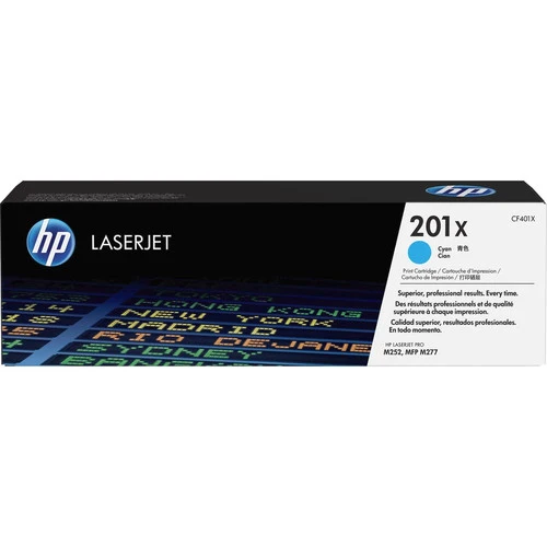 Cartouche de toner laser HP 201X (CF401X) d'origine à haut rendement - Paquet unique - Cyan - 1 de chaque CF401X