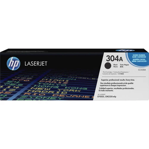 Cartouche de toner laser HP 304A (CC530A) d'origine à rendement standard - Paquet unique - Noir - 1 de chaque CC530A