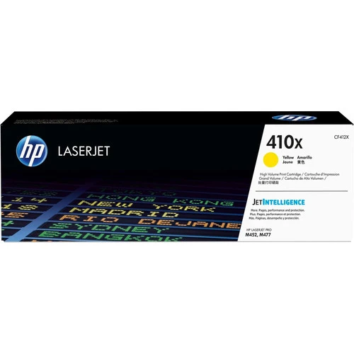Cartouche de toner laser HP 410X (CF412X) d'origine à haut rendement - Paquet unique - Jaune - 1 de chaque CF412X