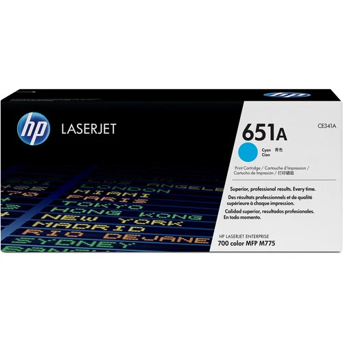 Cartouche de toner laser d'origine HP 651A (CE341A) - Paquet unique - Cyan - 1 unité CE341A