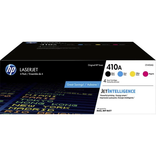 Cartouche de toner laser HP 410A (CF410AQ) d'origine - Pack combiné - Noir, cyan, magenta, jaune - 4 par carton CF410AQ