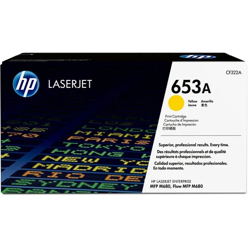 Cartouche de toner laser HP 653A (CF322A) d'origine à rendement standard - Paquet unique - Jaune - 1 unité CF322A