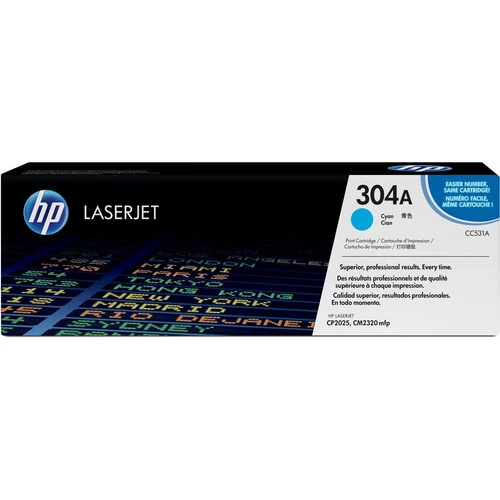 Cartouche de toner laser HP 304A (CC531A) d'origine à rendement standard - Paquet unique - Cyan - 1 de chaque CC531A