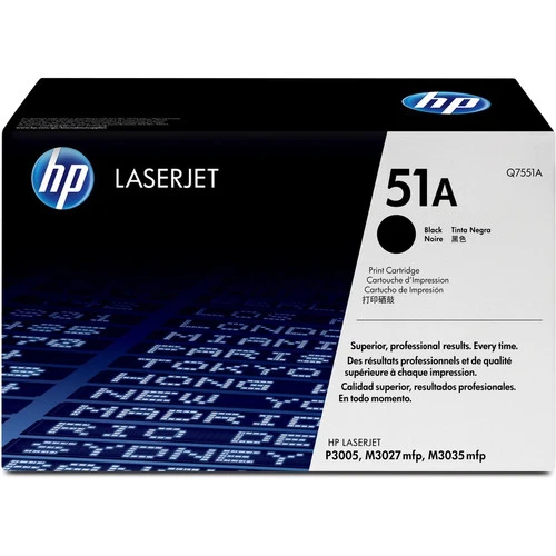 Cartouche de toner laser d'origine HP 51A (Q7551A) - Paquet unique - Noir - 1 unité Q7551A