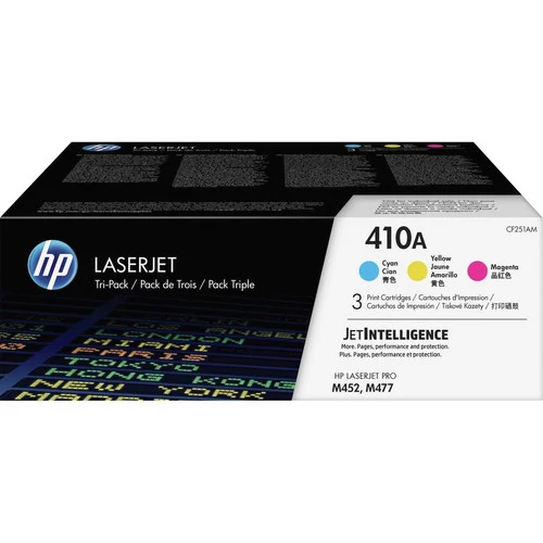 Cartouche de toner laser HP 410A (CF251AM) d'origine à rendement standard - Cyan, Magenta - 3 / Carton CF251AM