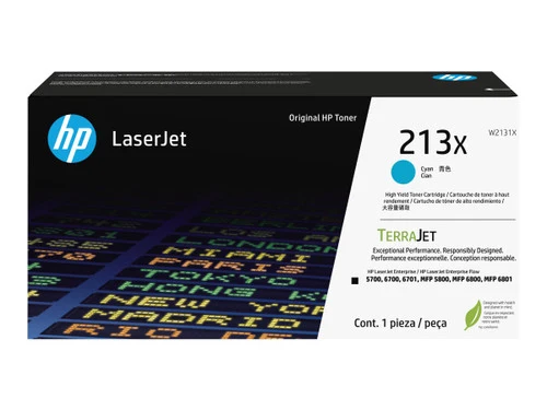 Cartouche de toner laser HP 213X d'origine - Pack cyan W2131X