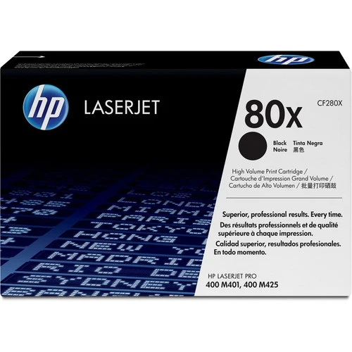 Cartouche de toner laser d'origine HP 80X - Noir - 1 paquet CF280X