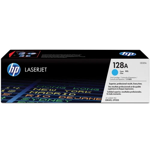 Cartouche de toner laser HP 128A (CE321A) d'origine à rendement standard - Paquet unique - Cyan - 1 unité CE321A