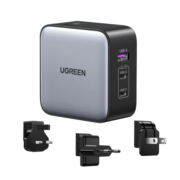 mousebows Nexode 65W 3-Port Travel Charger with US/UK/EU Plug