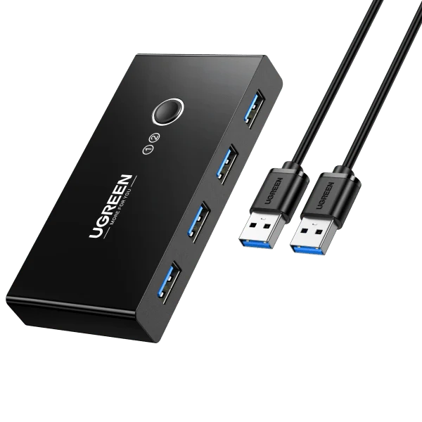 mousebows USB 3.0 4-Port Switch With 2 Pack USB Male Cable