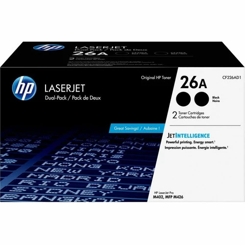 Cartouche de toner laser HP 26A d'origine à rendement moyen - Pack double - Noir - 2 / Carton CF226AD