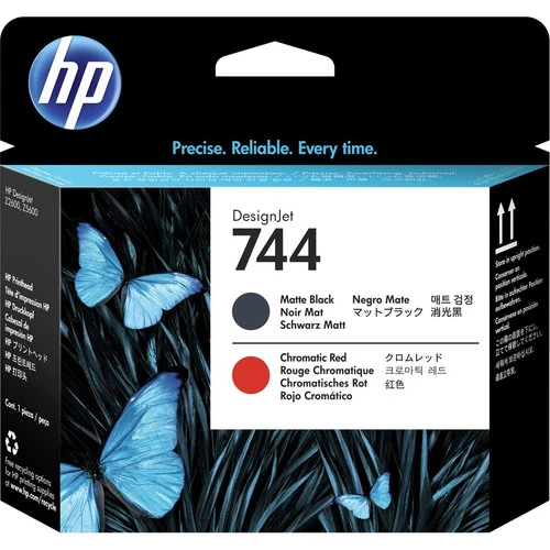 Tête d'impression à jet d'encre d'origine HP 744 - Noir mat, rouge chromatique - 1 paquet F9J88A