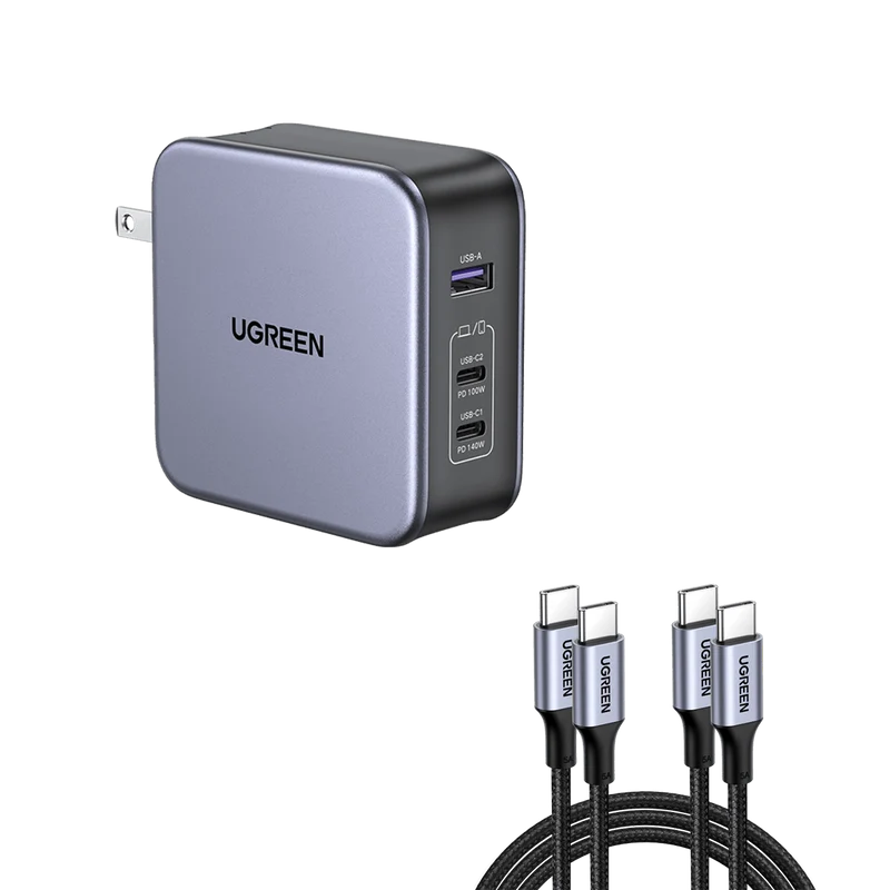 mousebows Nexode 140W USB C GaN Charger-3 Ports Wall Charger Bundle