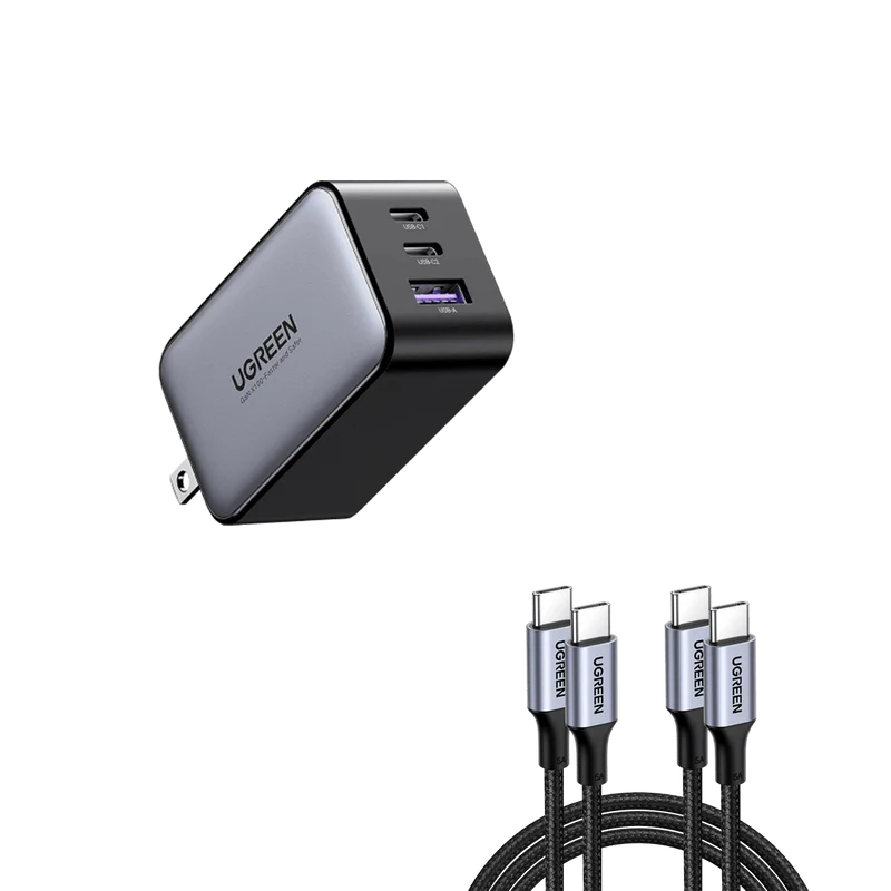 mousebows Nexode 65W USB C GaN Charger-3 Ports Wall Charger Bundle