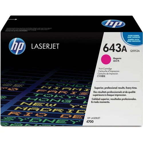 Cartouche de toner laser d'origine HP 643A (Q5953A) - Paquet unique - Magenta - 1 unité Q5953A