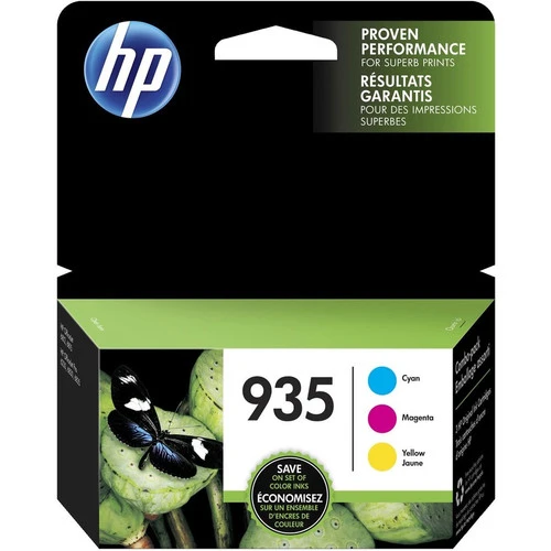 Cartouche d'encre à jet d'encre HP 935 à haut rendement d'origine - Cyan, Magenta, Jaune - 3/Pack N9H65FN#140