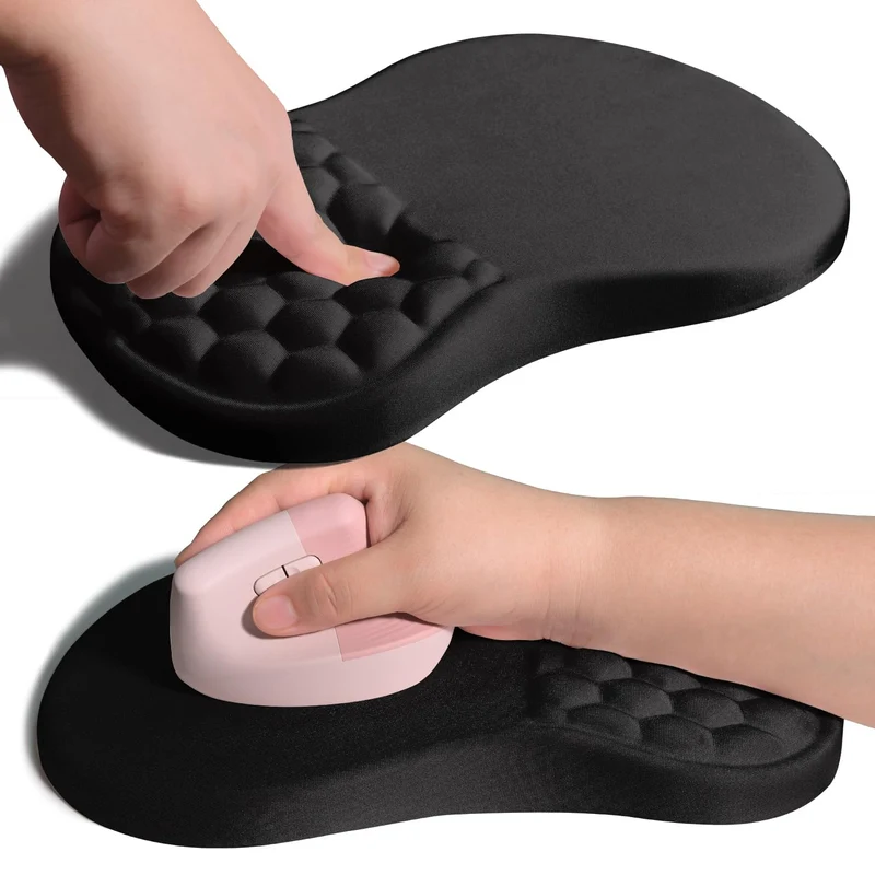 Armanza Ergonomic Joint Wrist Support Mouse Pad with Memory Foam Cushion Massage Bump, Carpal Tunnel Pain Relief Mousepad Slope Design for Wrist Rest, 11.8x7.9 in, Black