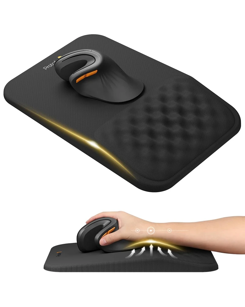 ProtoArc Ergonomic Mouse Pad with Wrist Rest, MP50 Mousepad with Massage Design, Soft Memory Foam and Non-Slip PU Base for Pain Relief, Desk, Home, Office, 12x8 Inches, Black