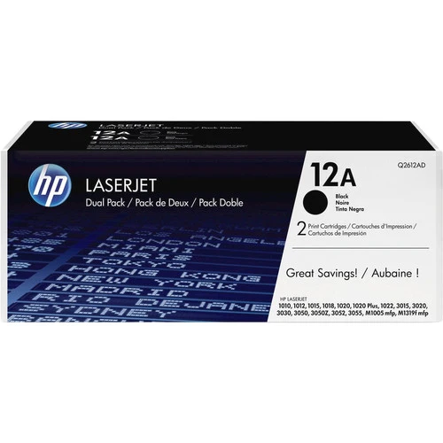 Cartouche de toner d'origine HP 12A (Q2612D) - Pack double Q2612D