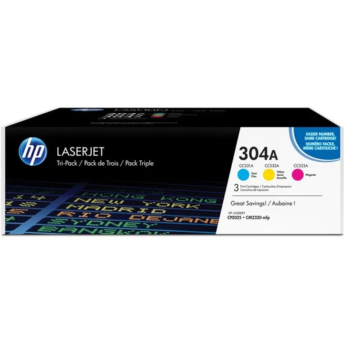 Cartouche de toner d'origine HP 304A (CF340A) - Pack de trois CF340A