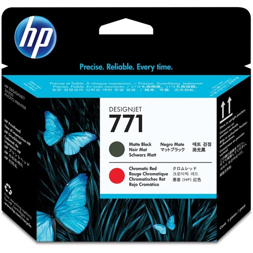 Tête d'impression jet d'encre HP 771 (CE017A) d'origine - Pack individuel - Noir mat, rouge - 1 unité CE017A
