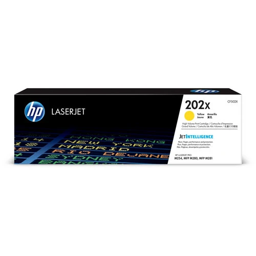 Cartouche de toner laser HP 202X (CF502X) d'origine à haut rendement - Jaune - 1 pièce CF502X