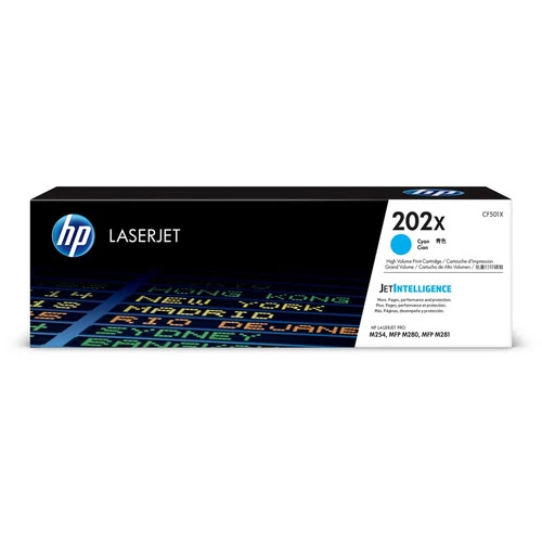 Cartouche de toner laser HP 202X (CF501X) d'origine à haut rendement - Cyan - 1 de chaque CF501X