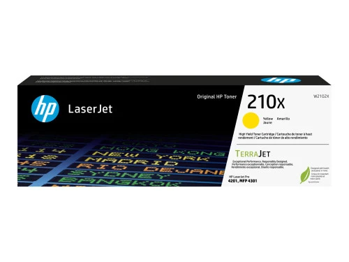 Cartouche de toner laser HP 210X d'origine à haut rendement - Pack jaune W2102X