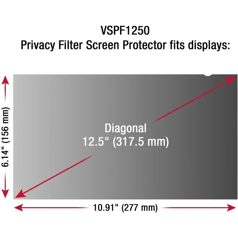 Filtre de confidentialité ViewSonic Noir VSPF1250