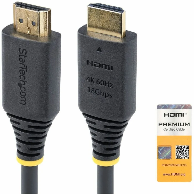 Câble HDMI haute vitesse certifié StarTech.com de 15 m (4.5 pi), 4K 60 Hz/1440p 144 Hz, 18 Gbit/s, cordon HDMI 2.0 UHD, gaine TPE HDMI2-CABLE-4K60-15F