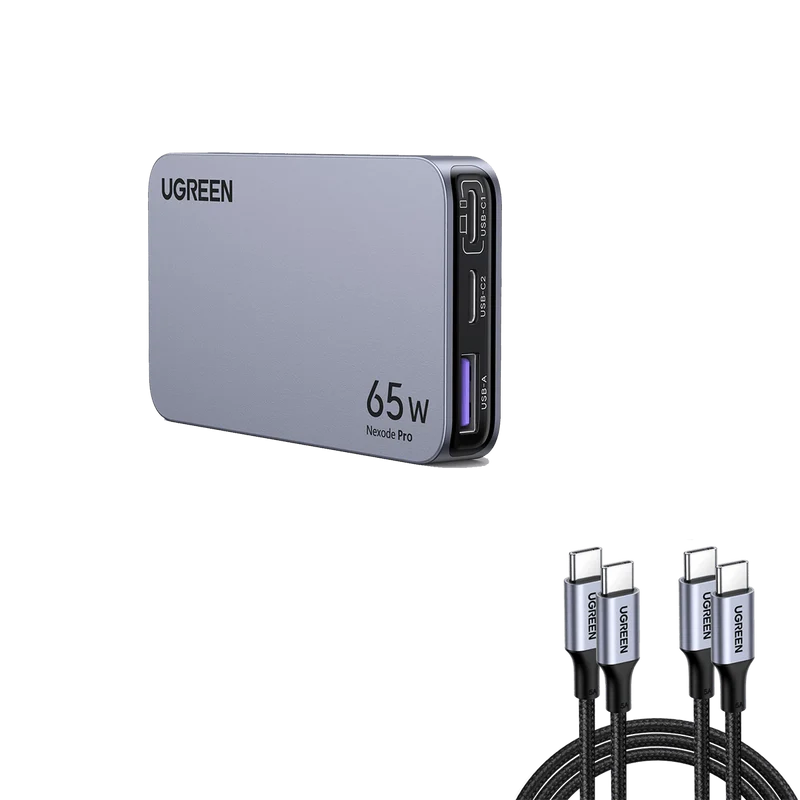 Nexode Pro 65W Ultra Slim iPhone Charger with 6.6FT 100W USB C Cable 2 Pack