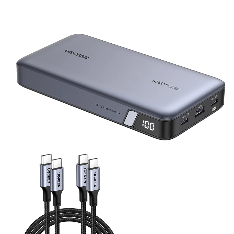 (Bundle) 145W Power Bank + 3.3FT 100W USB-C Cable 2 Pack