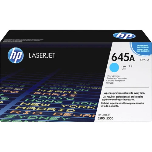 Cartouche de toner laser d'origine HP 645A (C9731A) - Paquet unique - Cyan - 1 unité C9731A
