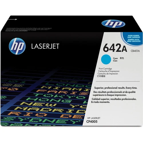 Cartouche de toner laser HP 642A (CB401A) d'origine à rendement standard - Paquet unique - Cyan - 1 unité CB401A