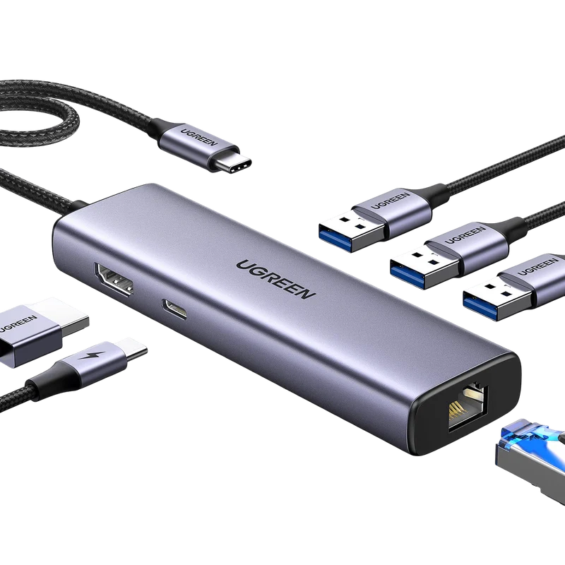 mousebows Revodok 6 in 1 USB C Hub Gigabit Ethernet Adapter with 4K HDMI