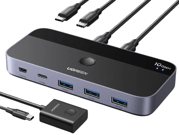 mousebows USBC Switch - 2-Port, 4 x USB 3.2, 10Gbps Data